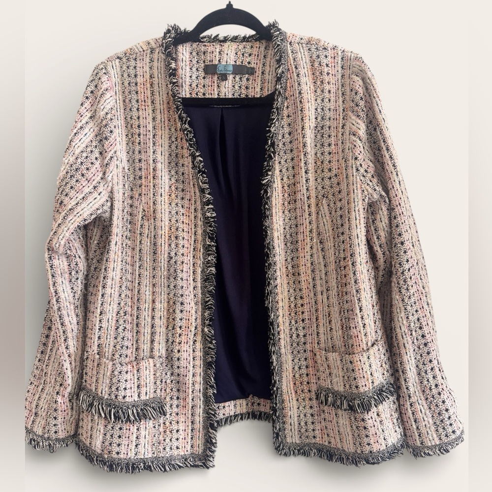 Eva Franco Pink and Black Tweed Blazer, Size L